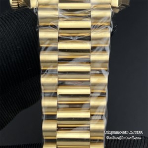 DayDate 36  QF Green Dial Roma Marker  on YG President Bracelet A2836 V2 (Gain Weight) - Image 5