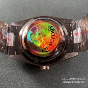 DayDate 36  QF Brown Dial Roma Marker on RG President Bracelet A2836 V2 (Gain Weight) - Image 9