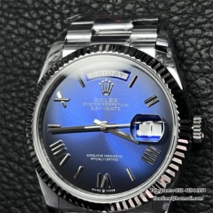 DayDate 36  QF Ombre Blue Dial Roma Marker  on President Bracelet A2836 V2 (Gain Weight) - Image 9