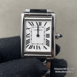 Cartier Tank Must Large Blk SS/SS White F1F Swiss Qtz - Image 1